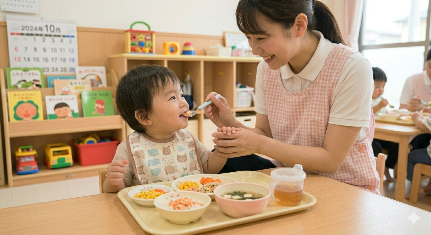 保育士と子どもの様子 